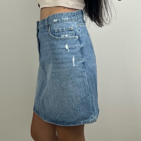 Jeanswest Women’s Mini Denim Skirt A-Line High Waist Distressed Blue Size 16 - Picture 2 of 12